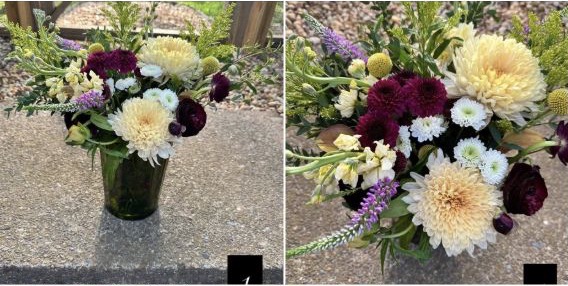 Two bouquet photos captured from an East Nashville floral-design post.